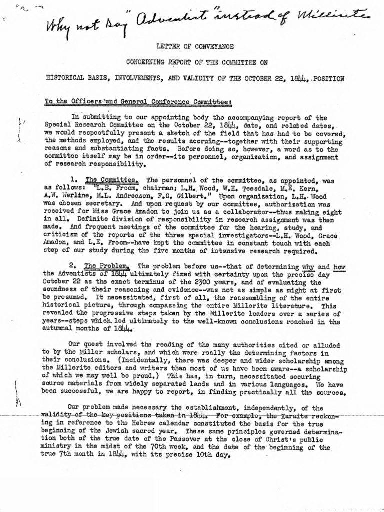 SDA - Letter of Conveyance - 457 BC - AD 31 & October 22, 1844 | PDF ...