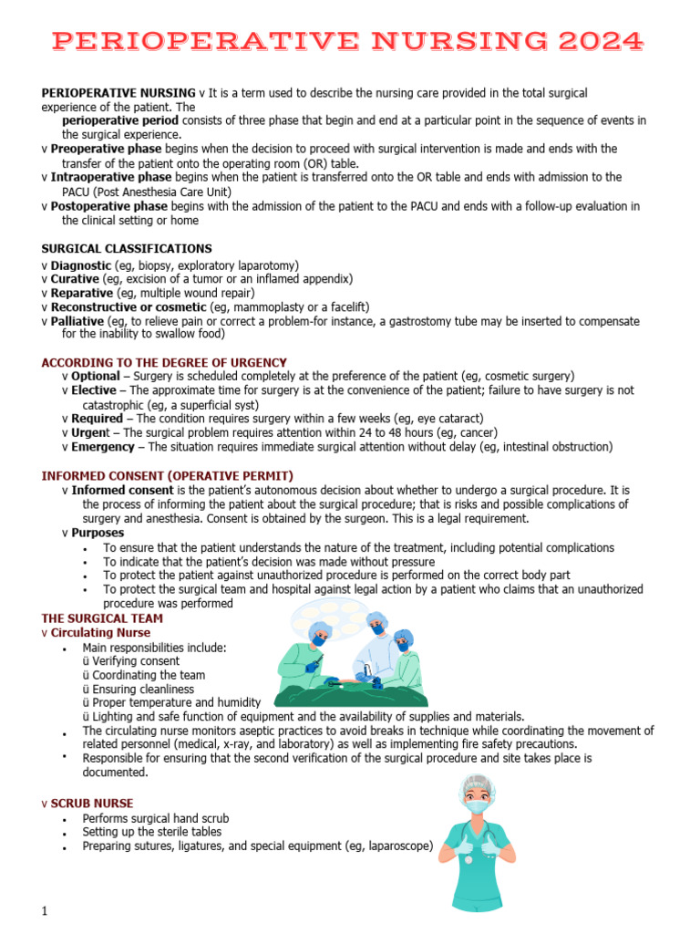 Perioperative Nursing Overview | PDF | Anesthesia | Surgery