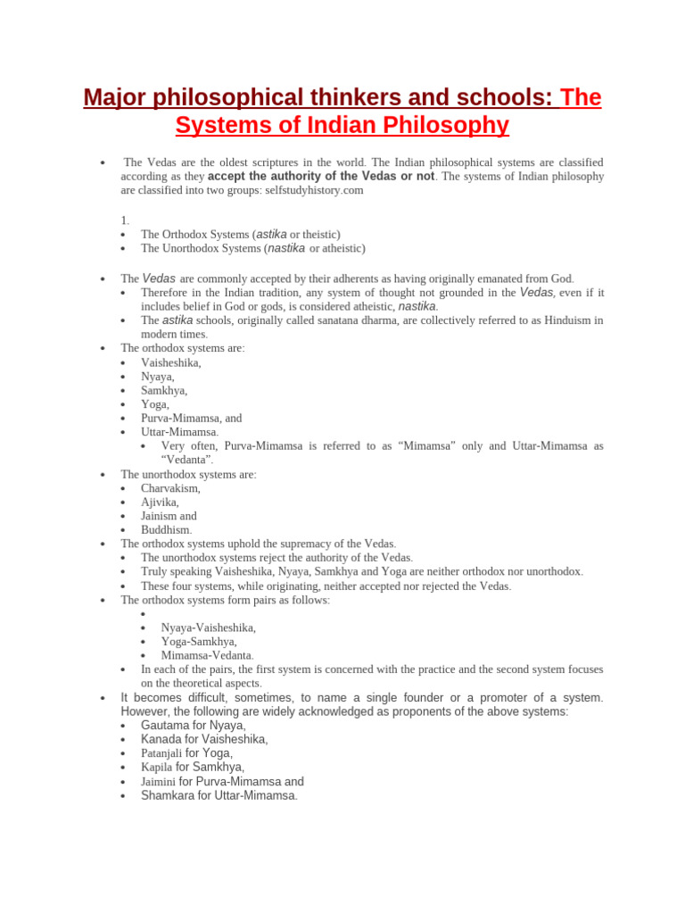 Indian Philosophy: Schools and Founders | PDF | Brahman | Vedanta