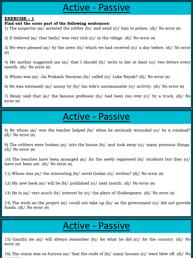 Common Grammar Errors in Active-Passive Voice | PDF | Teaching Methods ...