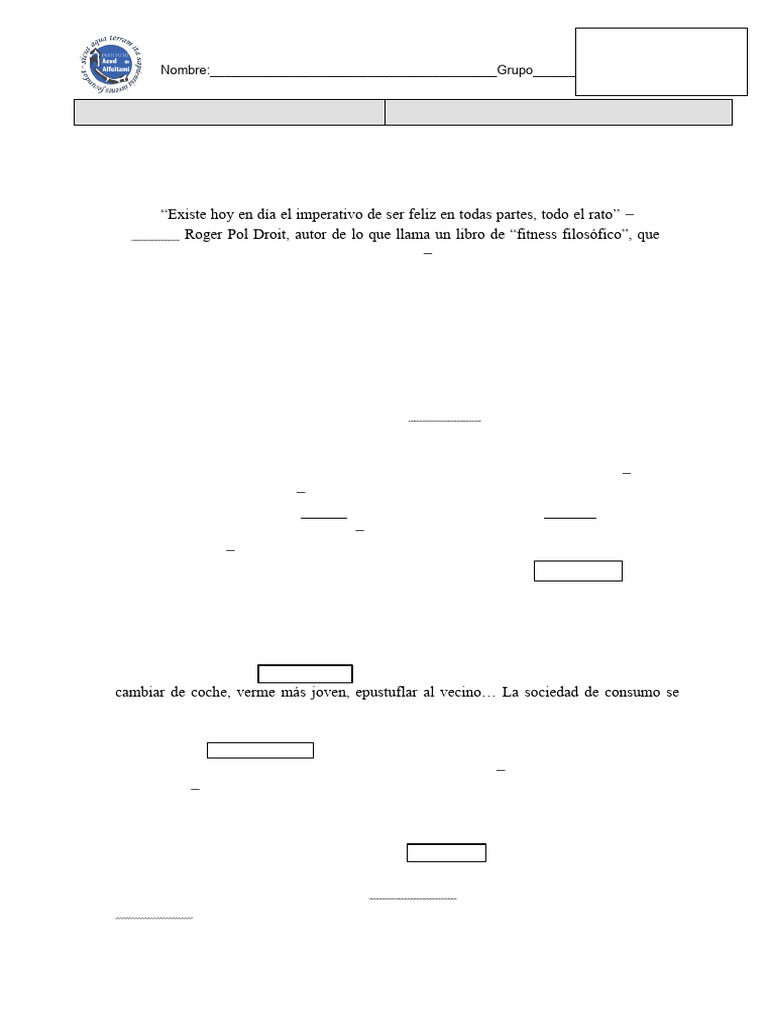 Soluciones Prueba Primer Parcial | PDF | Verbo | Felicidad