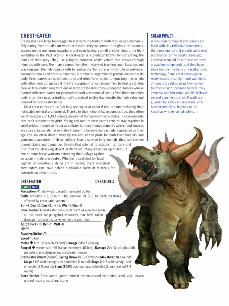 Starfinder 2E Stat Card Crest-Eater | PDF