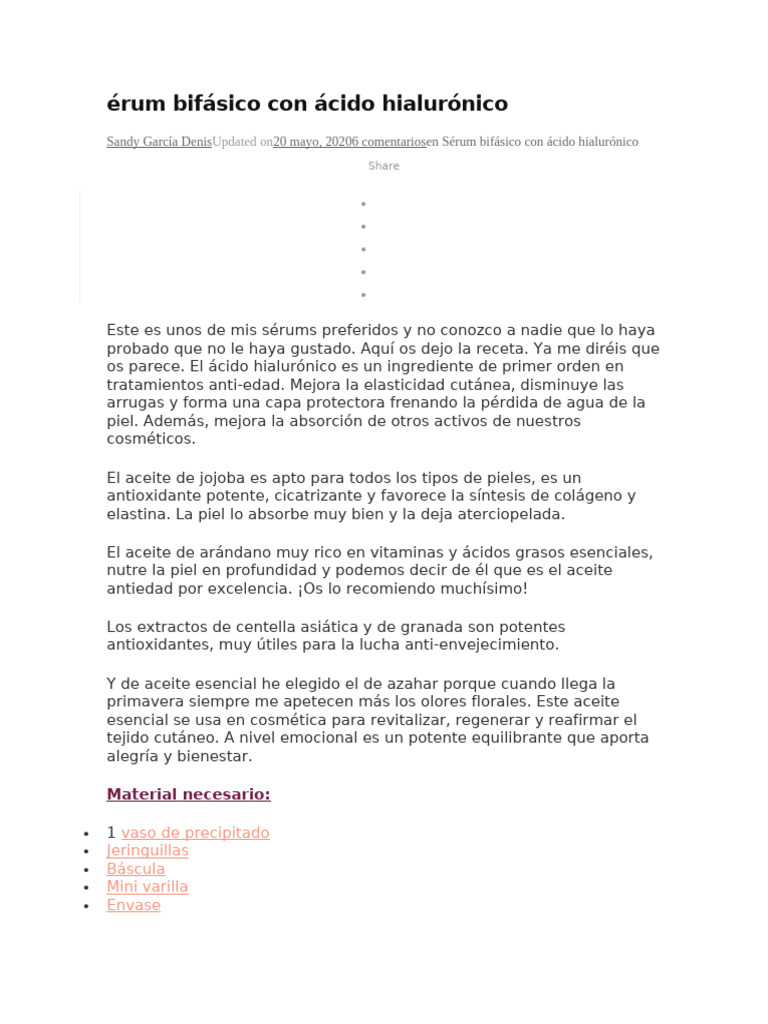 Érum Bifásico Con Ácido Hialurónico | PDF | Petróleo | Piel