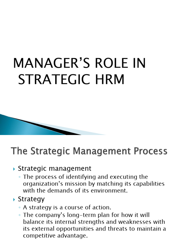 Strategic Manager's Role in HRM | PDF | Strategic Management | Goal