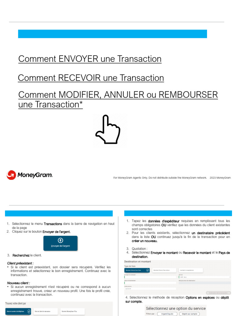 Guide des Transactions MoneyGram | PDF