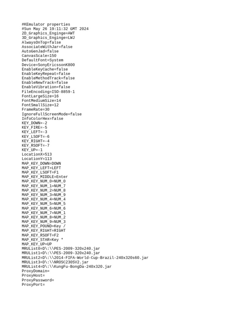 KEmulator Configuration Settings | PDF
