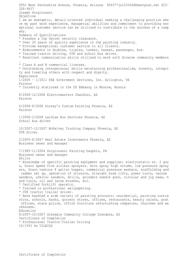 Journeyman Painter or Electrostatic Painter or Supervisor or Esc