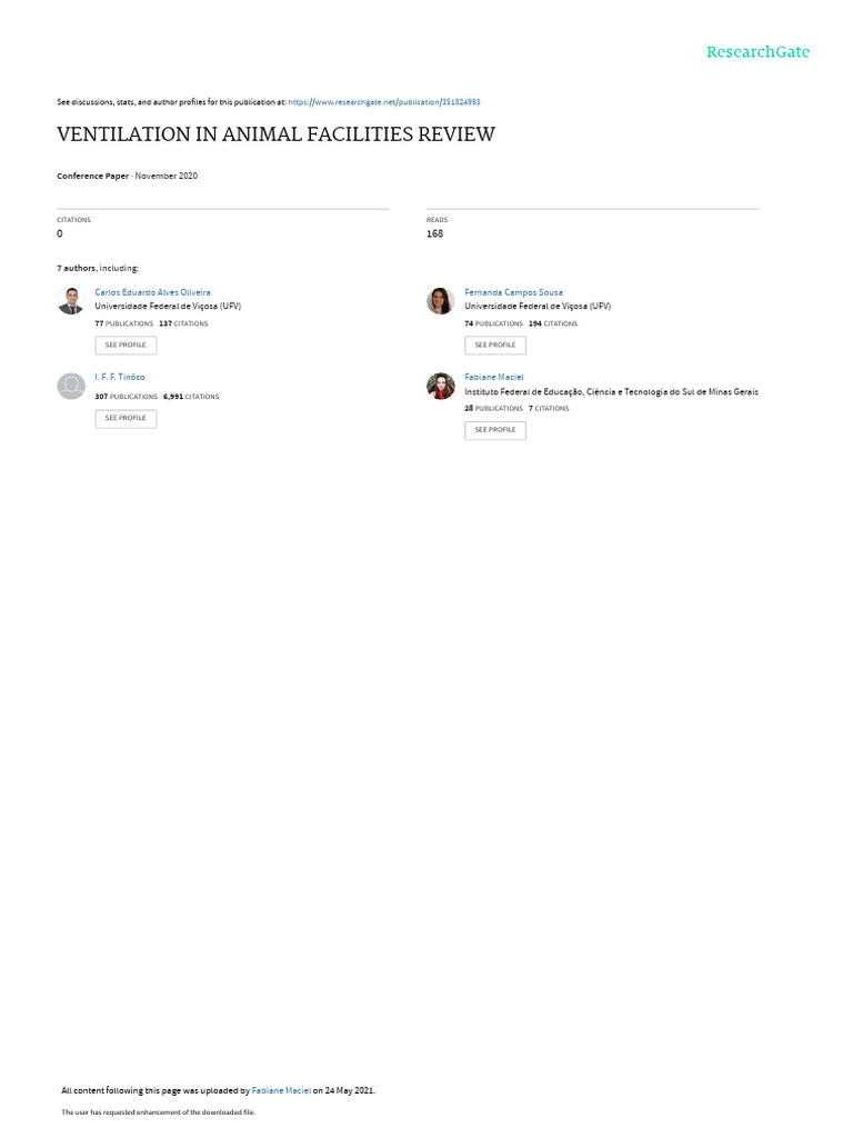 Ventilation in Animal Facilities Review: November 2020 | PDF