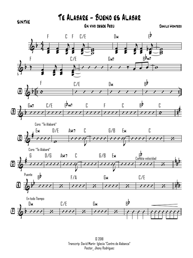 Te Alabaré: Acordes y Letra | PDF