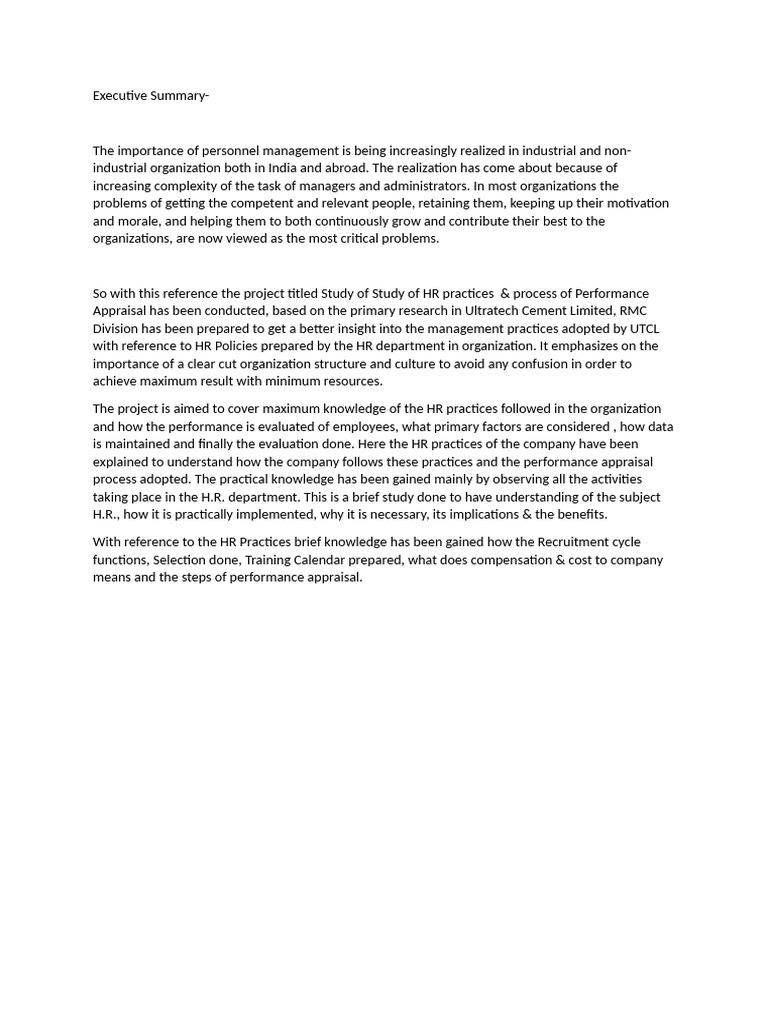 Executive summary example pdf