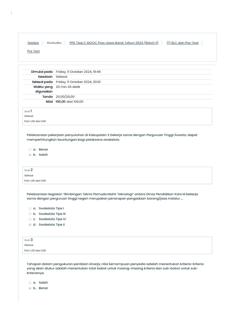 Ujian Kompetensi PPK Tipe C 2024 | PDF