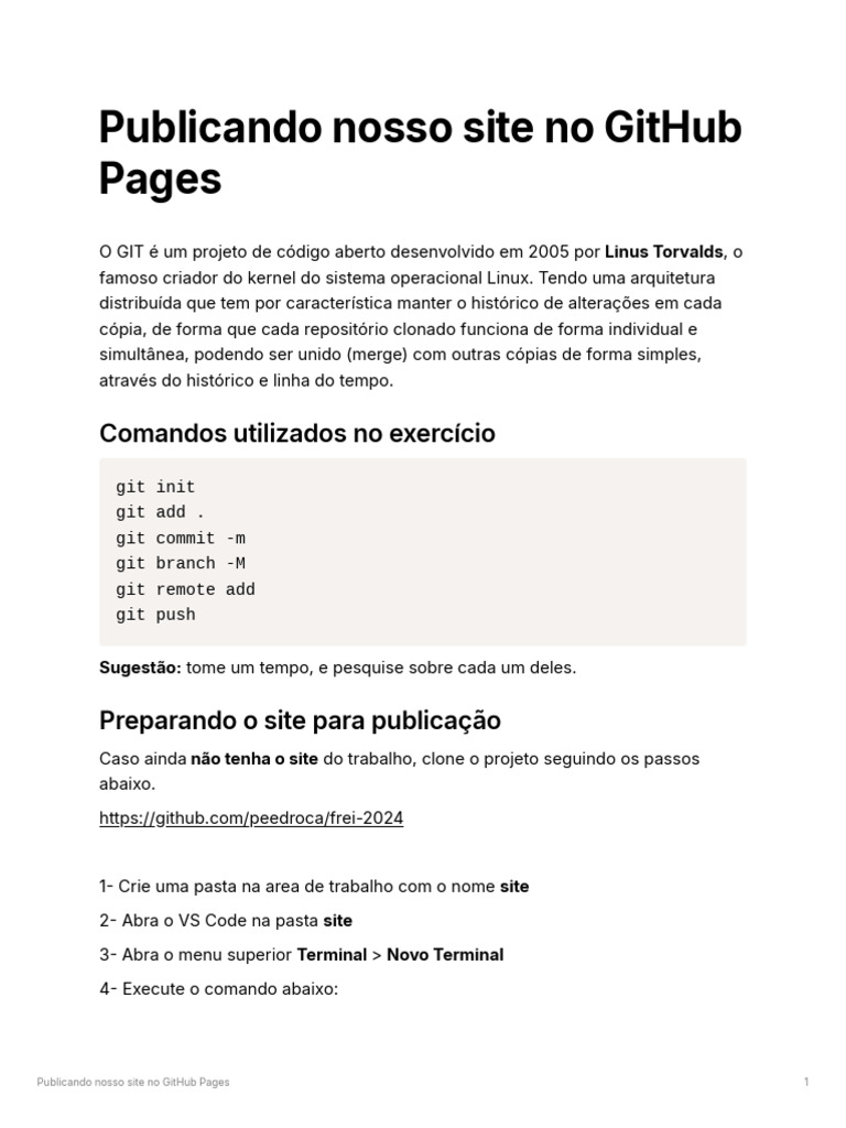 Publicando Site no GitHub Pages | PDF | Engenharia de Software ...
