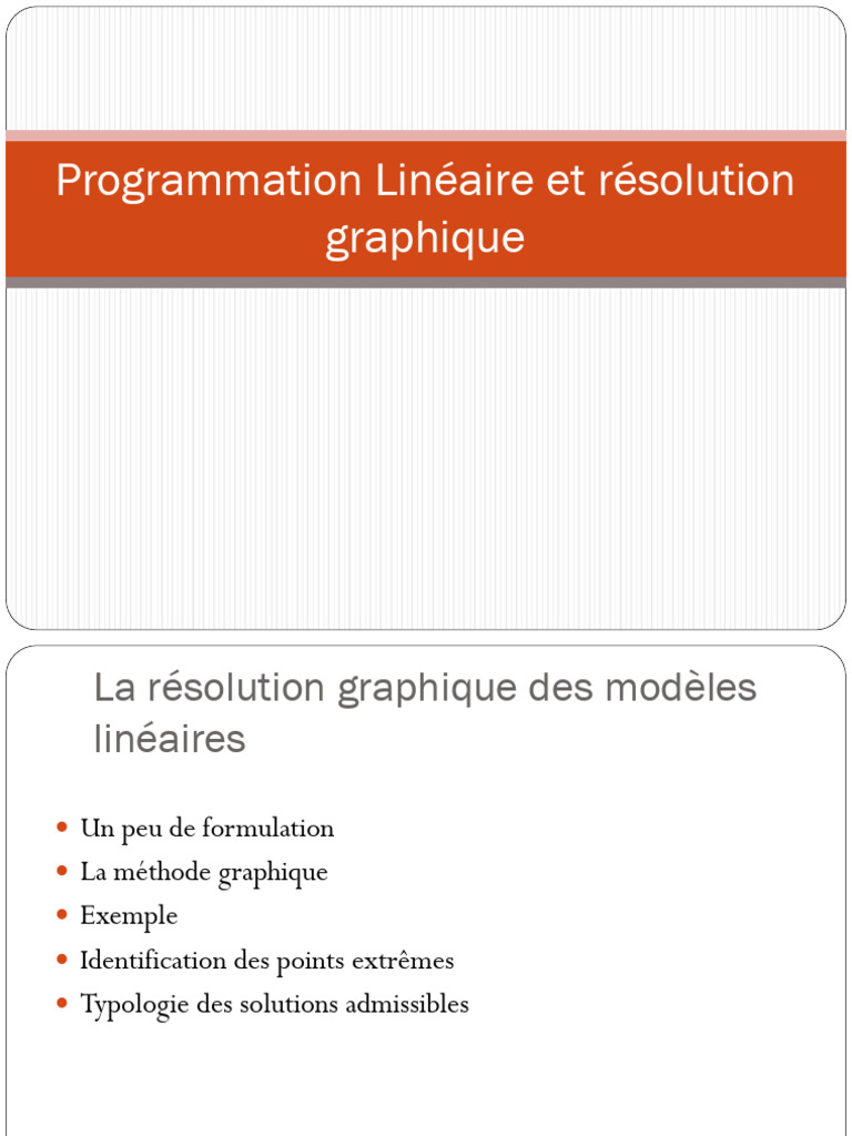 Programmation Linéaire : Méthode Graphique | PDF | Optimisation linéaire
