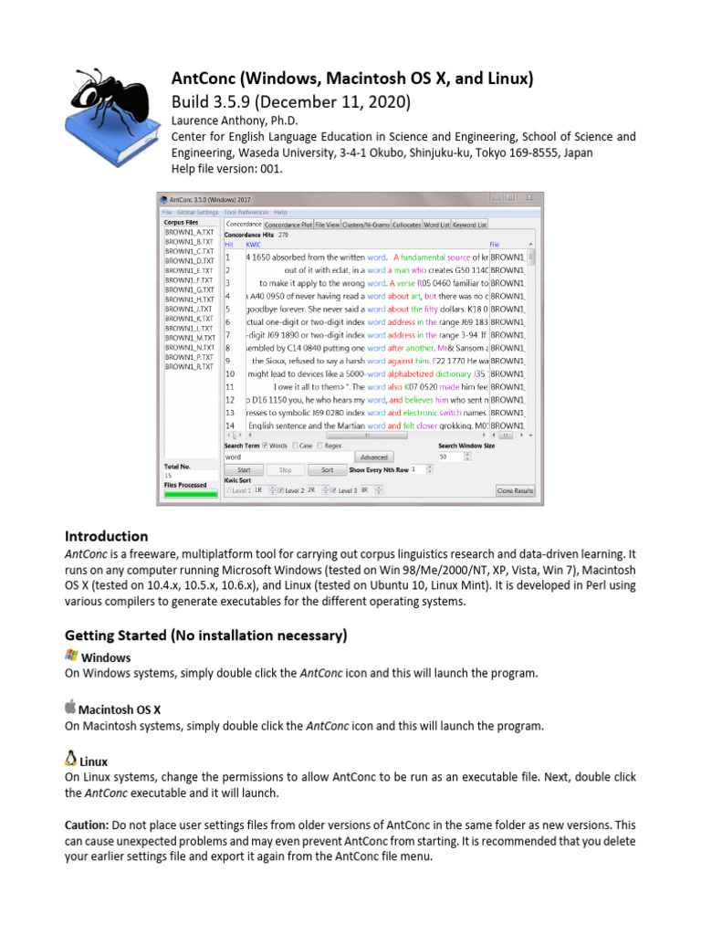 AntConc 3.5.9 User Guide | PDF | Regular Expression | Microsoft Windows