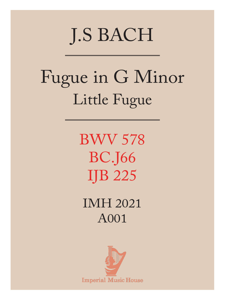 Bach Little Fugue In G Minor Bwv 587 Pdf Johann Sebastian Bach