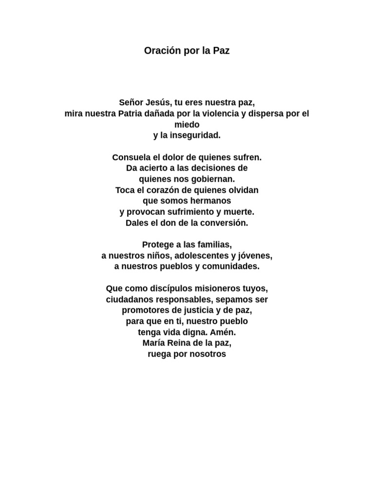Oración por la Paz y la Unidad | PDF
