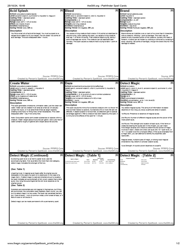 Pathfinder Spell Descriptions and Effects | PDF | Witchcraft | Magician ...