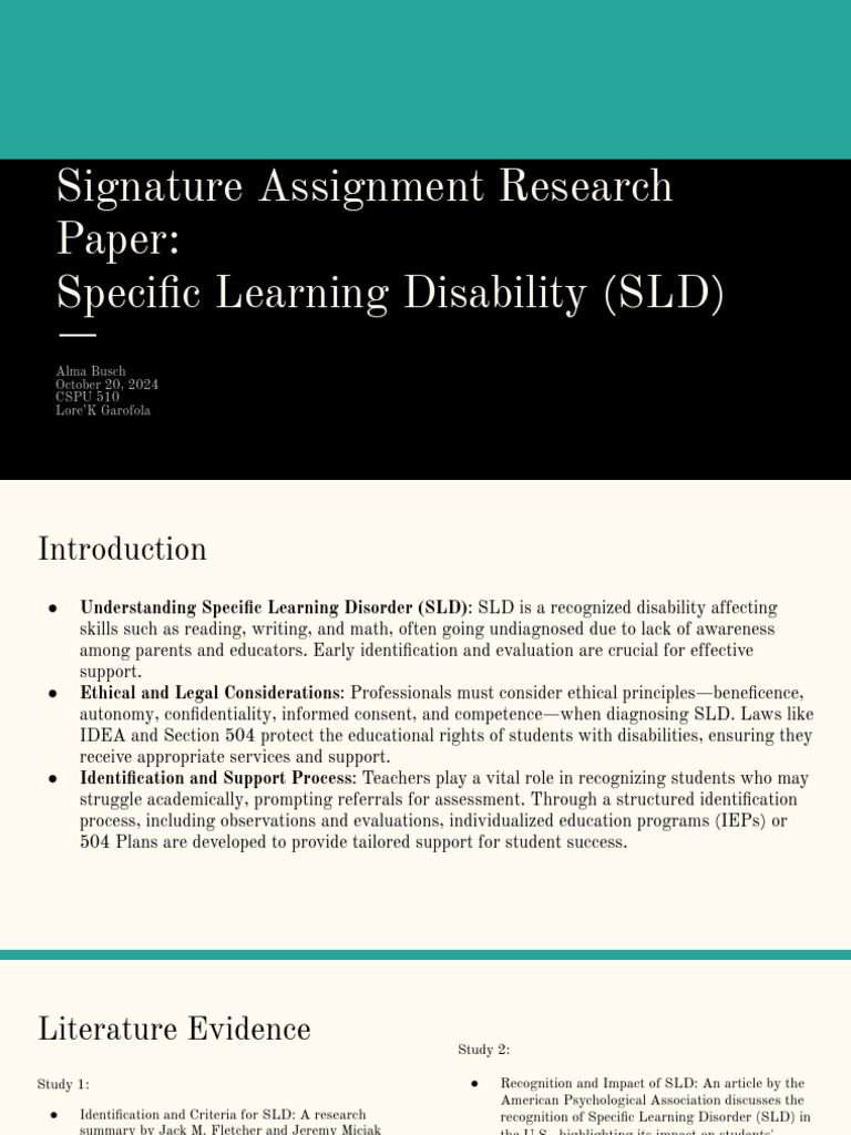Signature Assignment Slides | PDF | Learning Disability ...