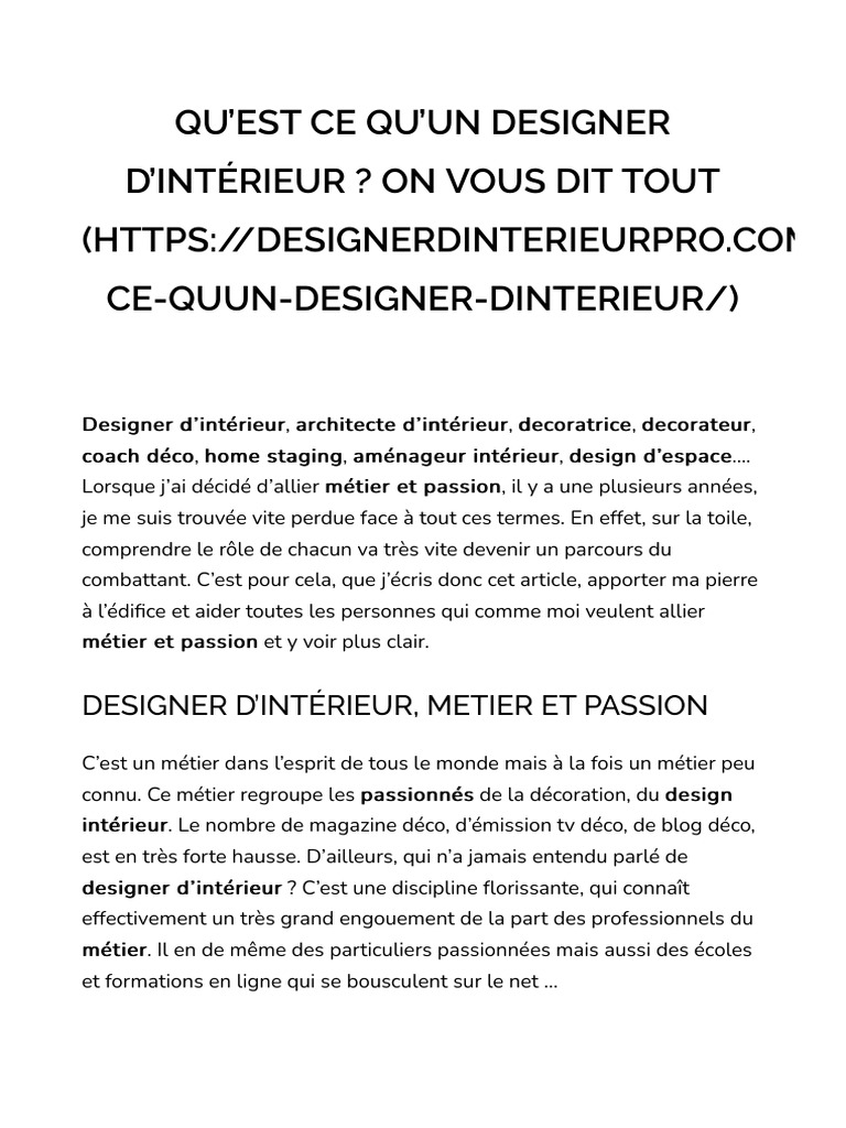 Rôle et métiers du designer d'intérieur | PDF | Aménagement d'intérieur ...