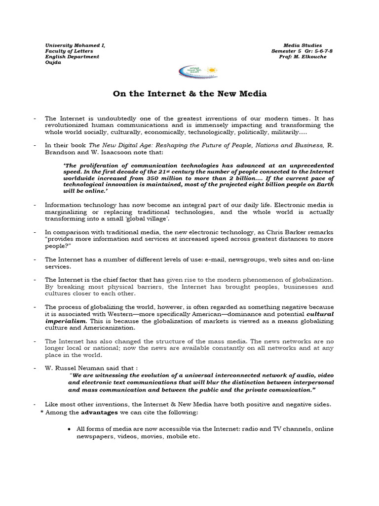 Impact of Internet on Media and Society | PDF | New Media | Internet