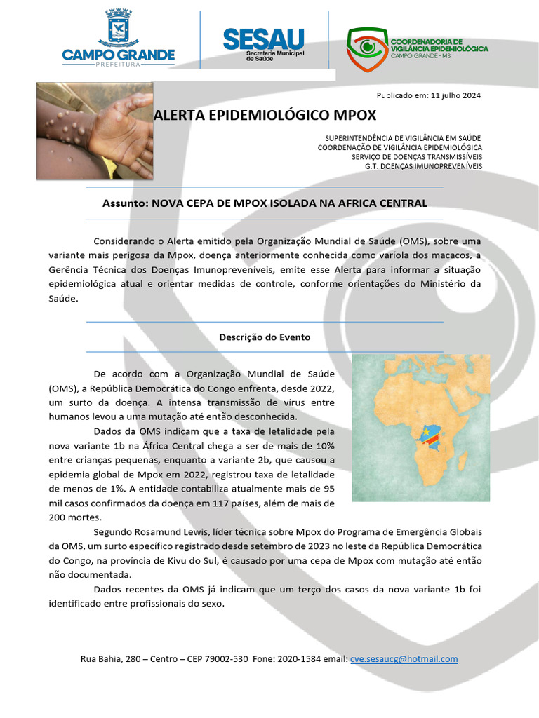 Alerta Mpox | PDF | Saúde pública | Causas de morte
