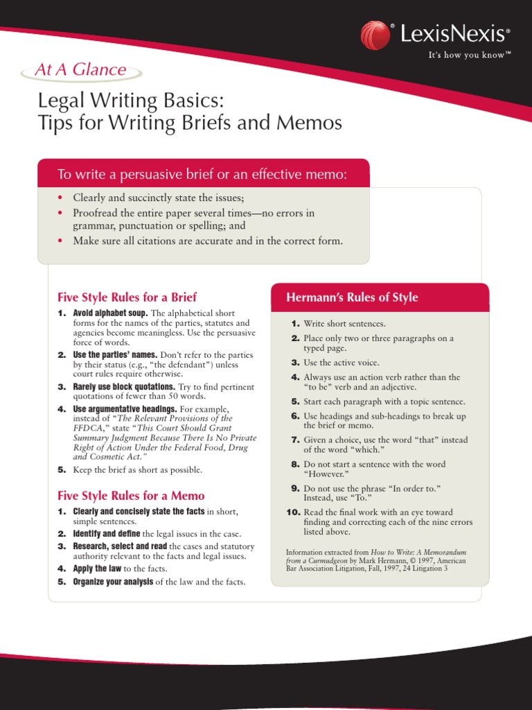 Style Guidelines for Legal Briefs and Memos | PDF | Brief (Law) | Lexis ...