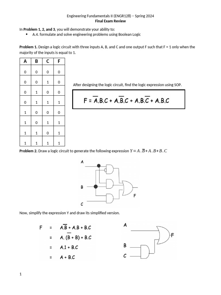 Engineering Fundamentals II Exam Review | PDF | Logic Gate | Electronic ...