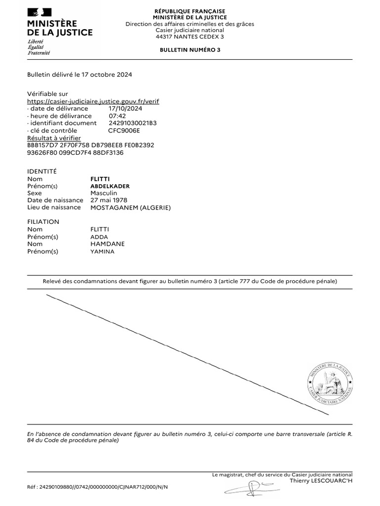 Bulletin n°3 : Absence de casier judiciaire | PDF | Union européenne
