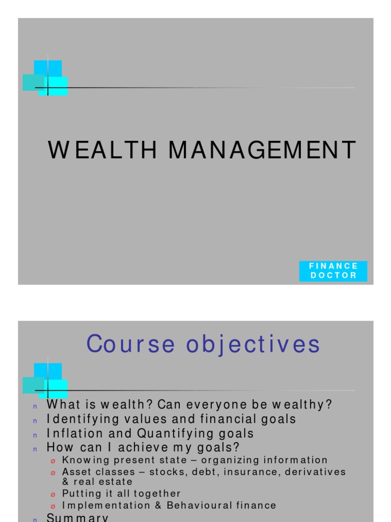 Wealth Management Course Overview | PDF | Bonds (Finance) | Insurance