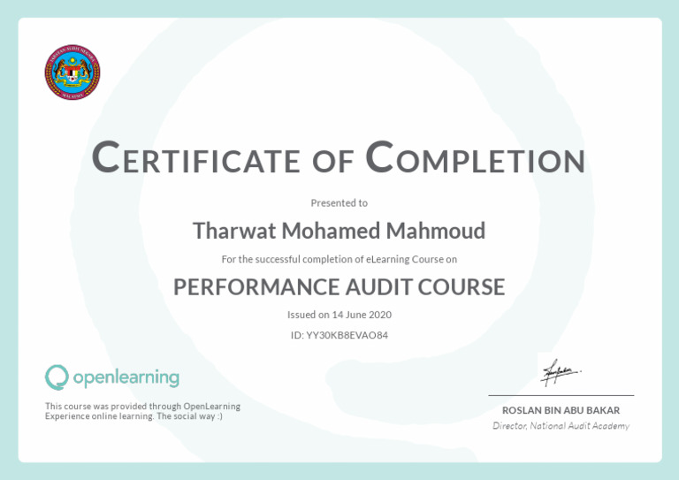 Performance Audit Course Certificate 1727250478 Pdf
