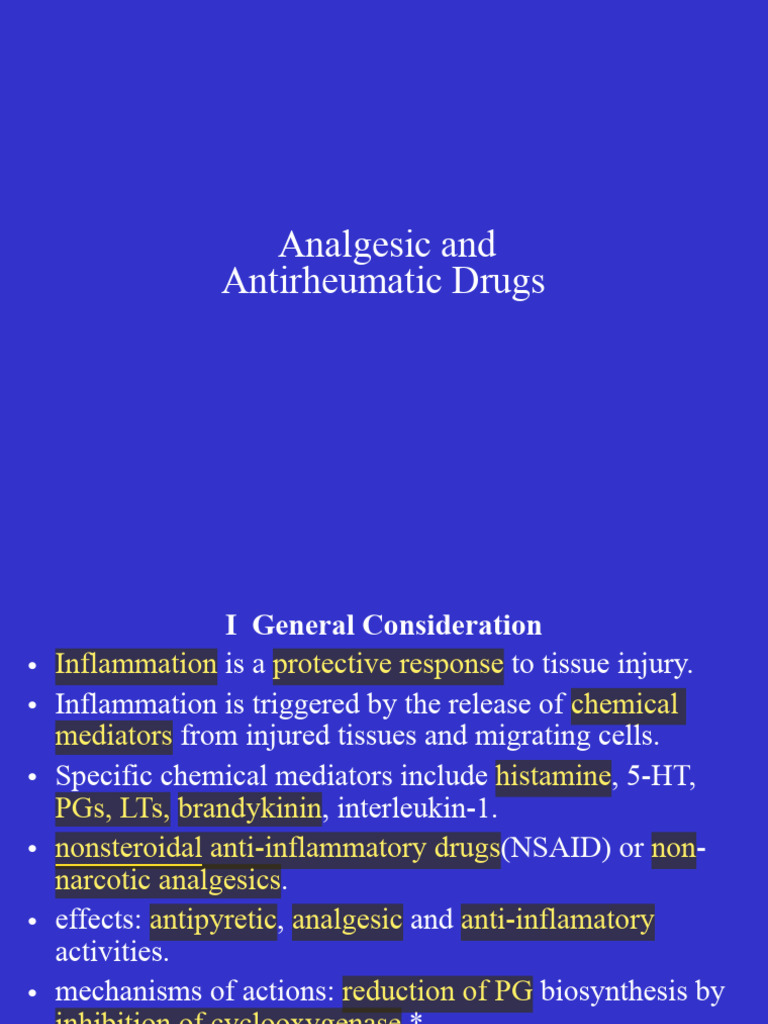 Analgesic and Antirheumatic Drug Overview | PDF | Aspirin ...