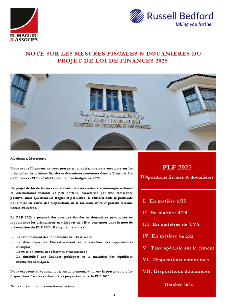 Mesures fiscales du PLF 2025 au Maroc | PDF | Impôts | Impôt sur le revenu