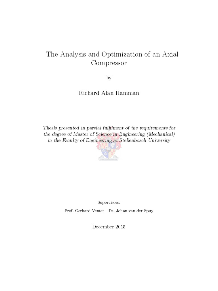 The Analysis And Optimization Of An Axial Compressor Pdf Turbine