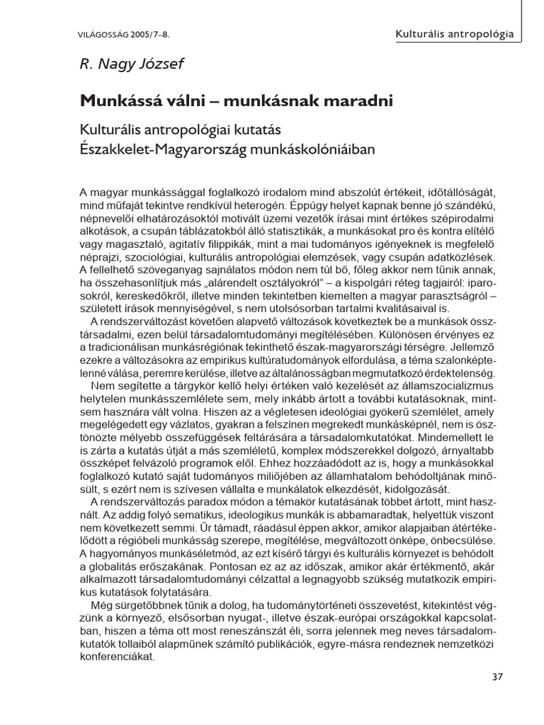 Munkássá Válni - Munkásnak Maradni | PDF