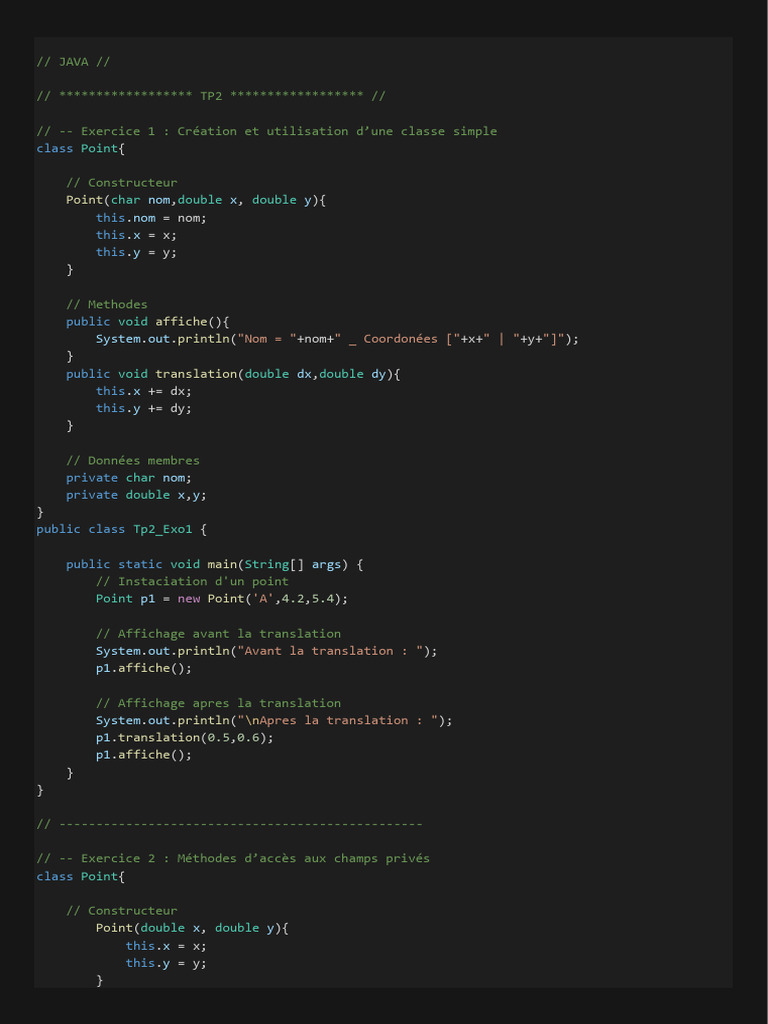 Exemples de classes Point en Java | PDF | Programmation informatique ...