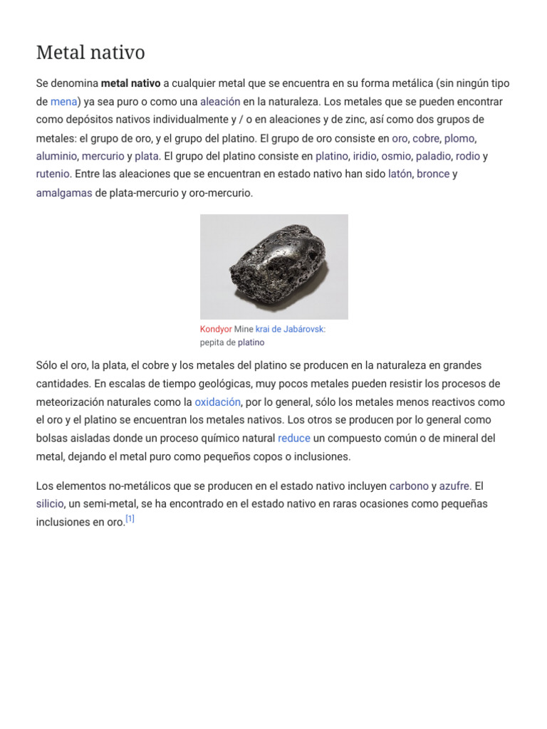 Metal Nativo - Wikipedia, La Enciclopedia Libre | PDF | Platino ...