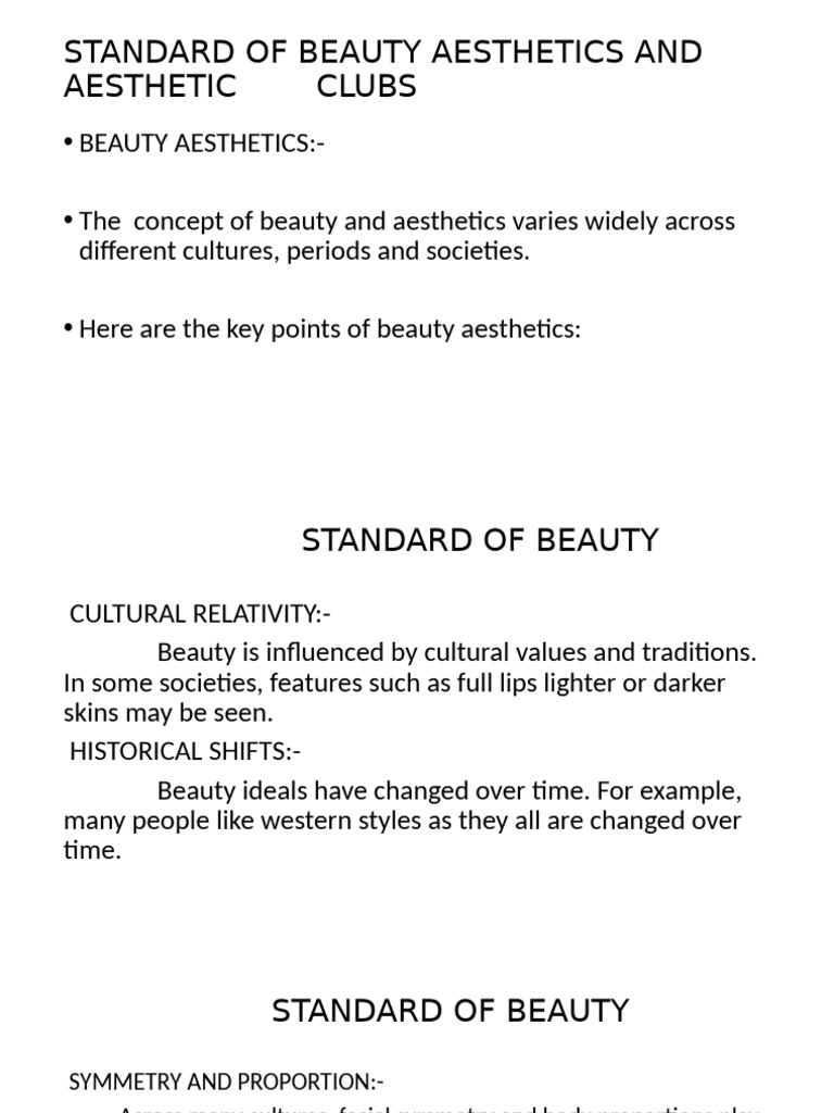 Standard of Beauty Aesthetics and Aesthetic Clubs | PDF | Social ...
