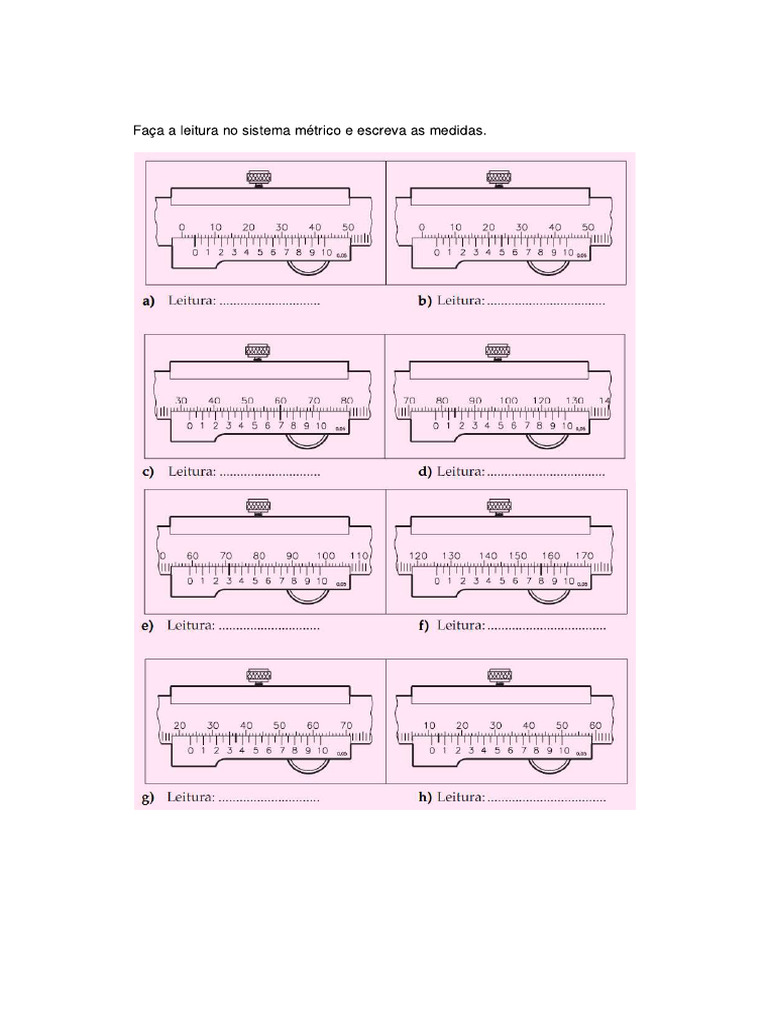 Exercicios de Paquimetros | PDF