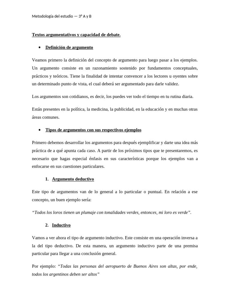 Textos Argumentativos y Capacidad de Debate | PDF | Argumento ...