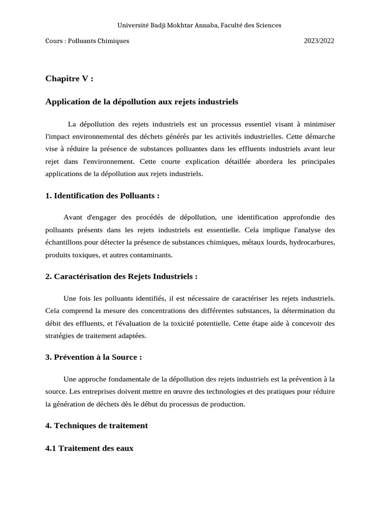 Dépollution des Rejets Industriels | PDF | Dépollution | Épuration des eaux