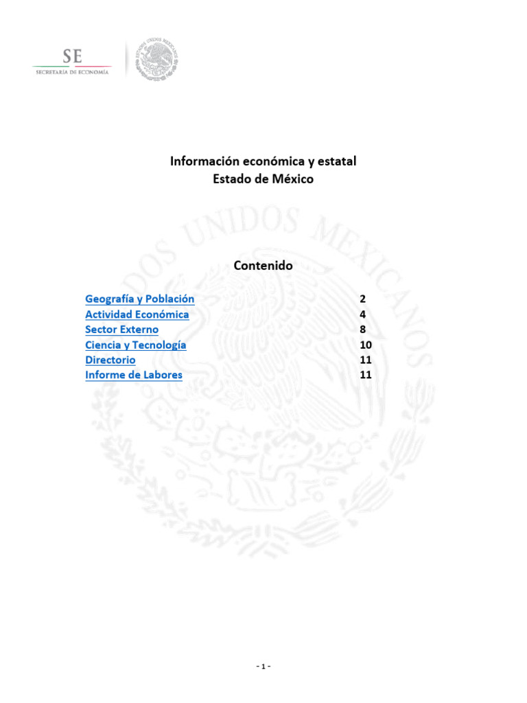 Economía y Población del Estado de México | PDF | México | Economias