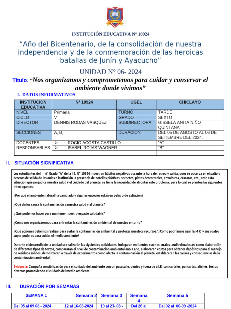Unidad 06 2024 - 6°grado A-B | PDF | Números | Decimal