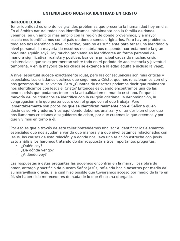 Resumen General de La Identidad en Cristo | PDF | Salvación | Cristo ...