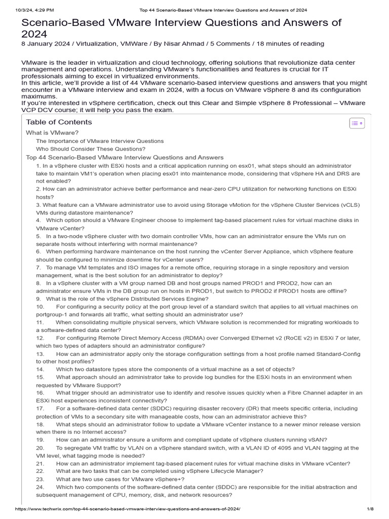 Top 44 Scenario-Based VMware Interview Questions and Answers of 2024 ...