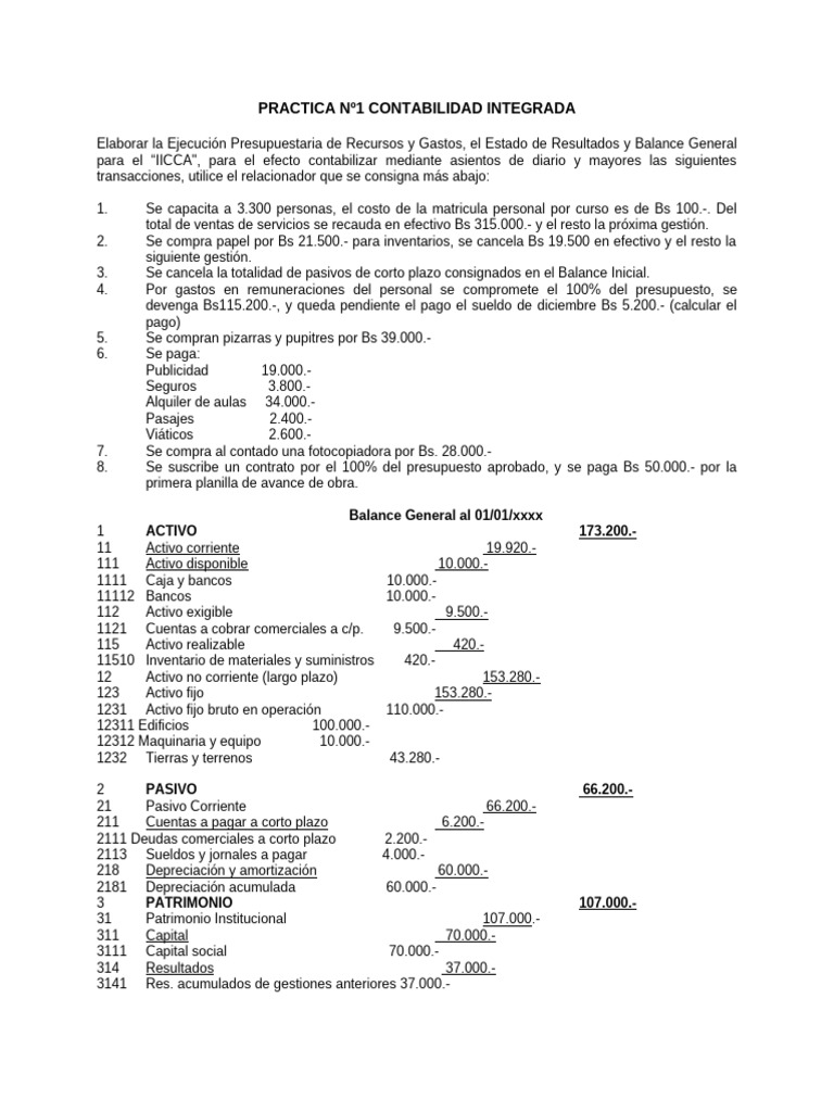 Practica #1 de Contabilidad | PDF | Presupuesto | Economía Financiera
