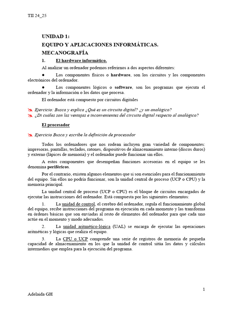 Unidad 1 | PDF | Almacenamiento de datos de la computadora | Hardware ...