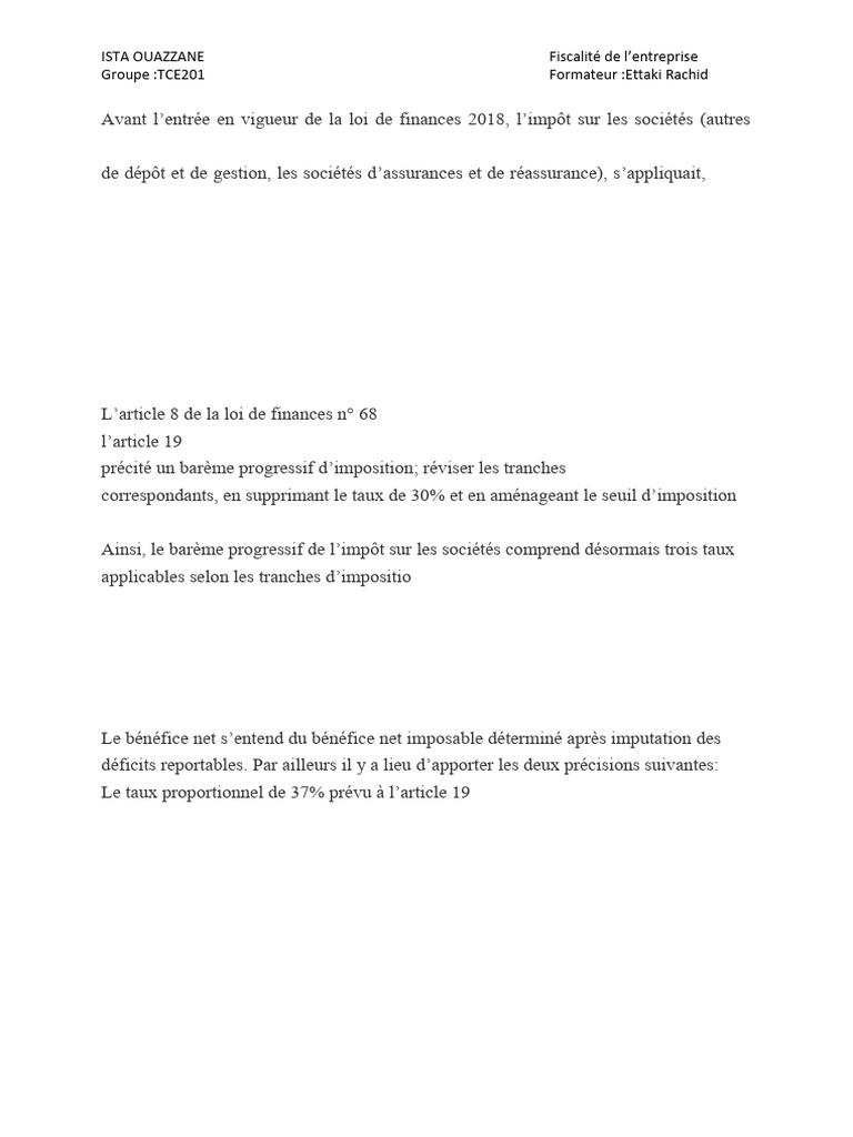 Fiscalité des entreprises au Maroc 2023 | PDF | Taxe d'entreprise | Impôts