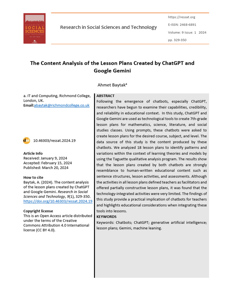 The Content Analysis of The Lesson Plans Created B | PDF ...