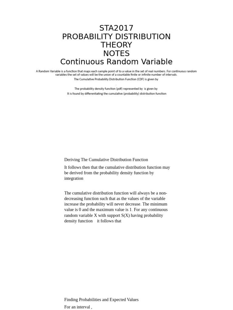 STA2017 Continuous Random Variable Notes | PDF | Probability ...