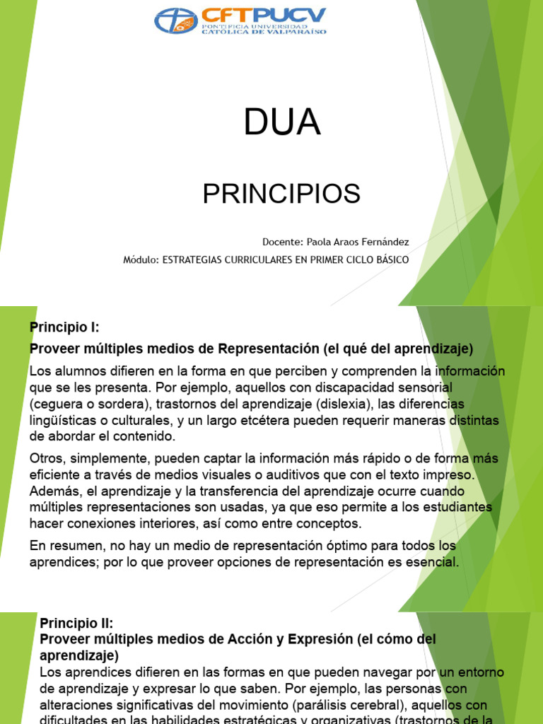 Principios Dua | PDF | Aprendizaje | Sicología